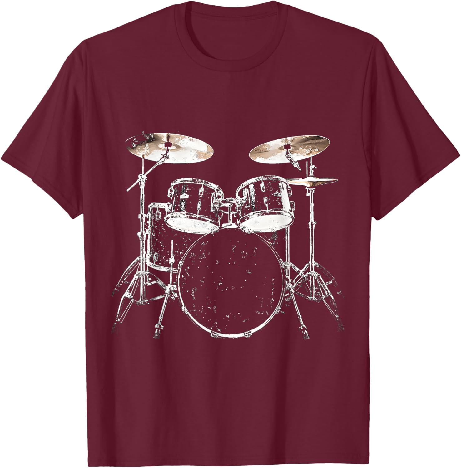 Drumset Music Instrument Motif Illustration Drumset T-Shirt - T-Shirt | Maroon