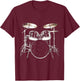 Drumset Music Instrument Motif Illustration Drumset T-Shirt - T-Shirt | Maroon