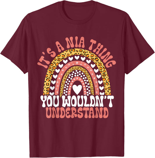 Funny Nia Name Leopard Funny Nia Birthday Quote Nia T-Shirt - T-Shirt | Maroon