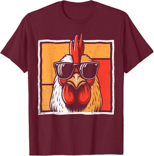 Chicken Vintage Funny rooster Farmer Chickens Fathers Day T-Shirt - T-Shirt | Maroon