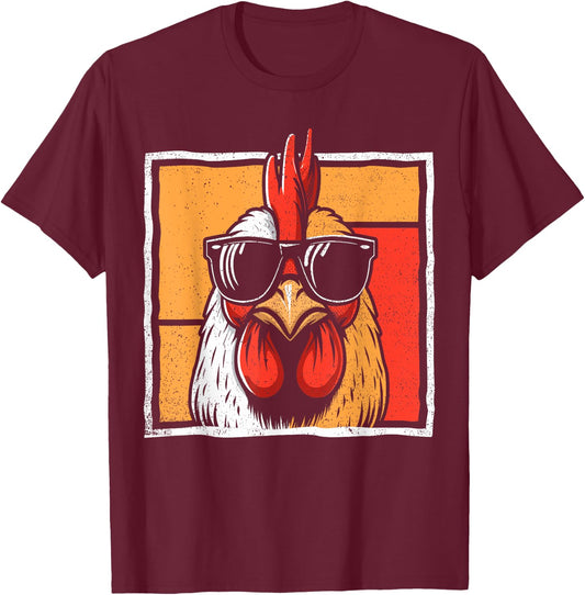 Chicken Vintage Funny rooster Farmer Chickens Fathers Day T-Shirt - T-Shirt | Maroon