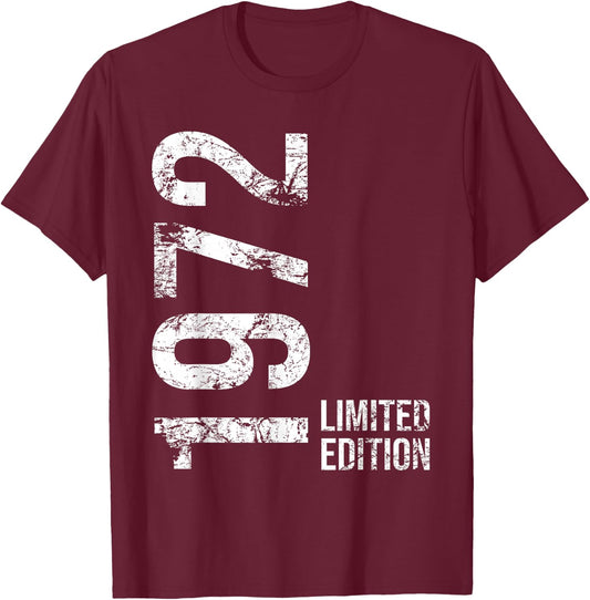 51st Birthday Man Woman 51 Years 1972 Gift , black T-Shirt - T-Shirt | Maroon