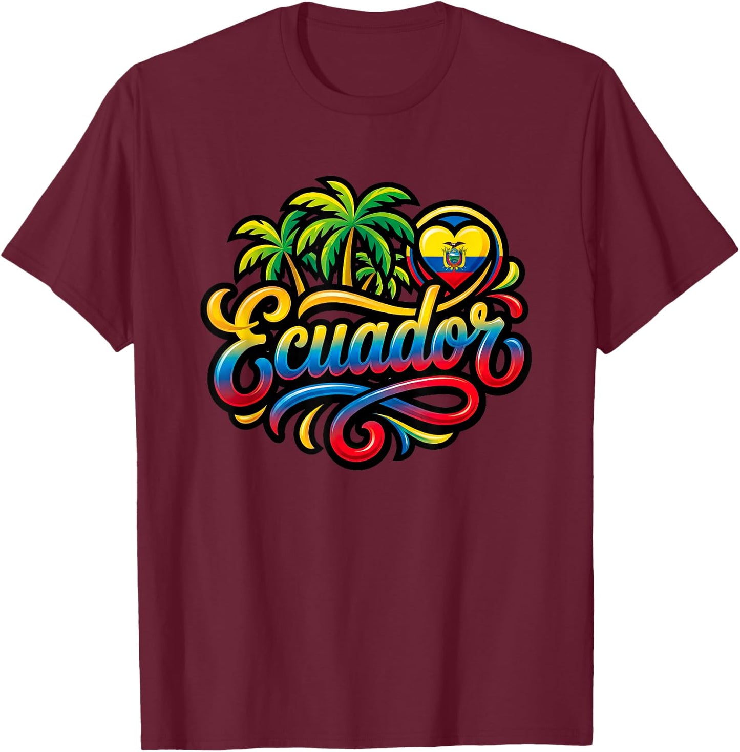 Ecuador Souvenir Ecuadorian Travel Ecuatoriano Graphic T-Shirt - T-Shirt | Maroon