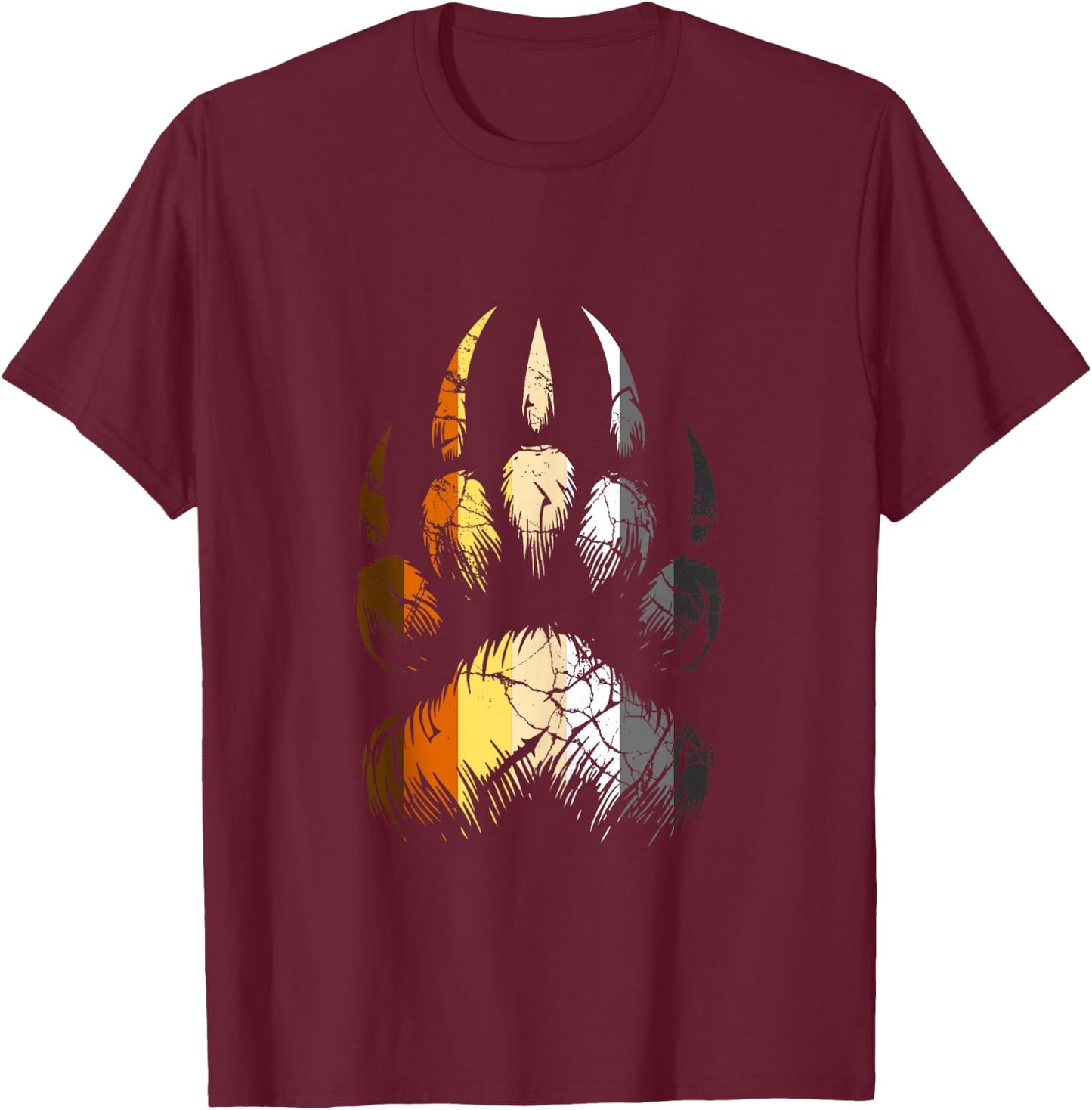 Bear Pride Paw Print Gay Men LGBT Bear Flag T-Shirt - T-Shirt | Maroon