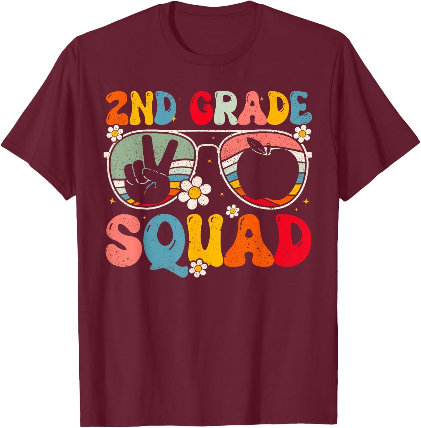 2nd Grade Squad Second Grade Teacher Student Back To School T-Shirt - T-Shirt | Maroon