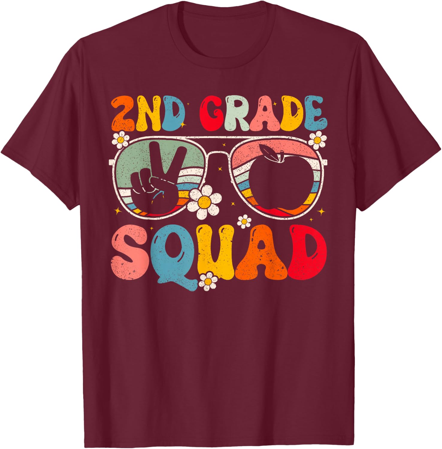 2nd Grade Squad Second Grade Teacher Student Back To School T-Shirt - T-Shirt | Maroon