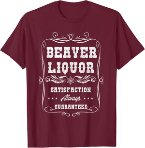 Funny Beaver Liquor Beaver Liqueur Adult Drinking Humor Pun T-Shirt - T-Shirt | Maroon