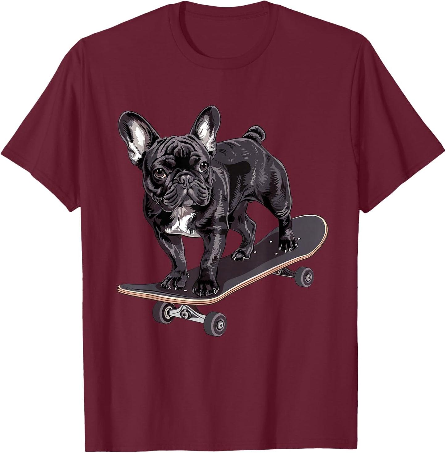 French Bulldog skateboard T-Shirt - T-Shirt | Maroon