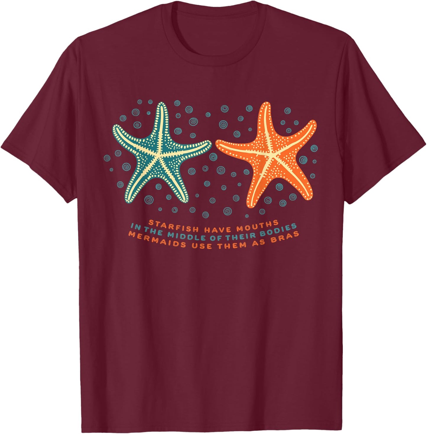 Meerjungfrau Seestern BH Muschel Lustig Party Kostüm Halloween T-Shirt - T-Shirt | Maroon