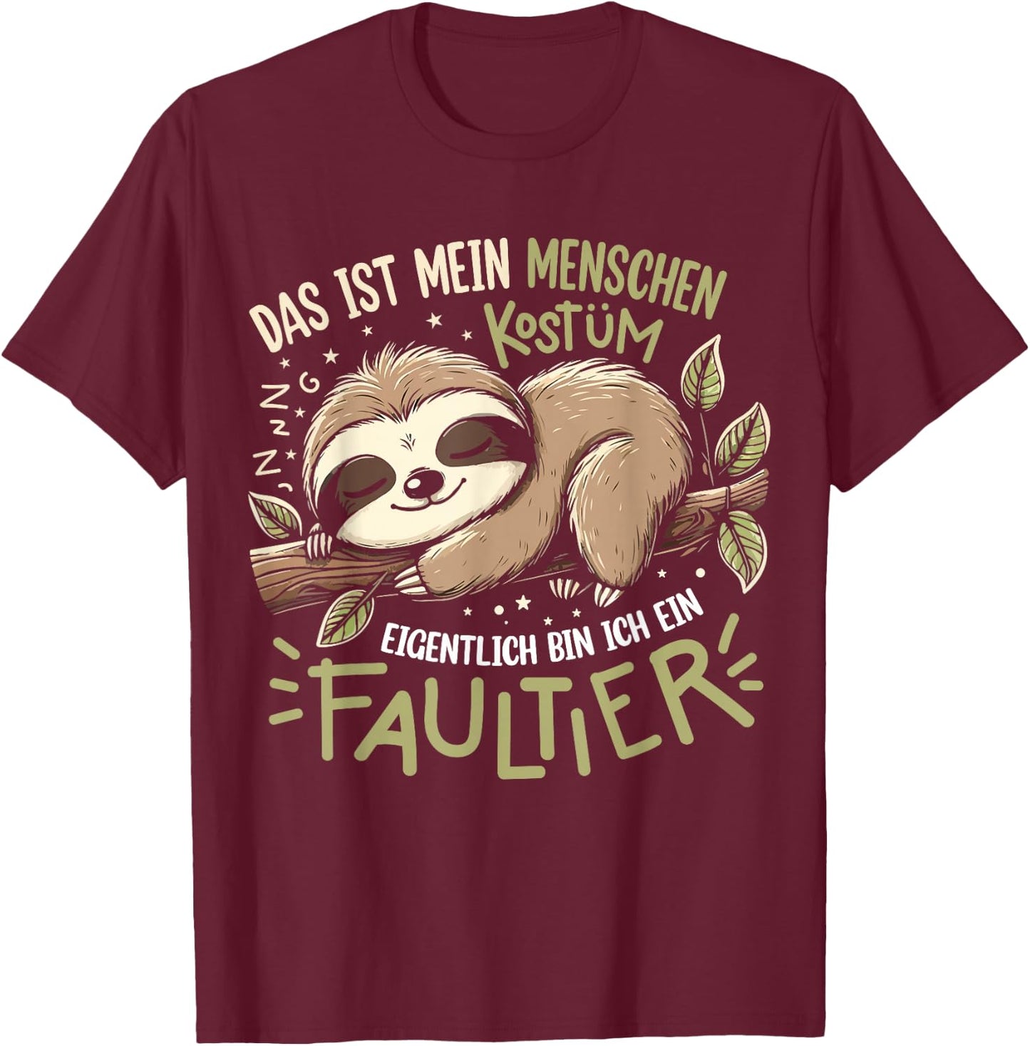 People Costume Actually Sloth for Carnival Fancy Dress , black T-Shirt - T-Shirt | Maroon