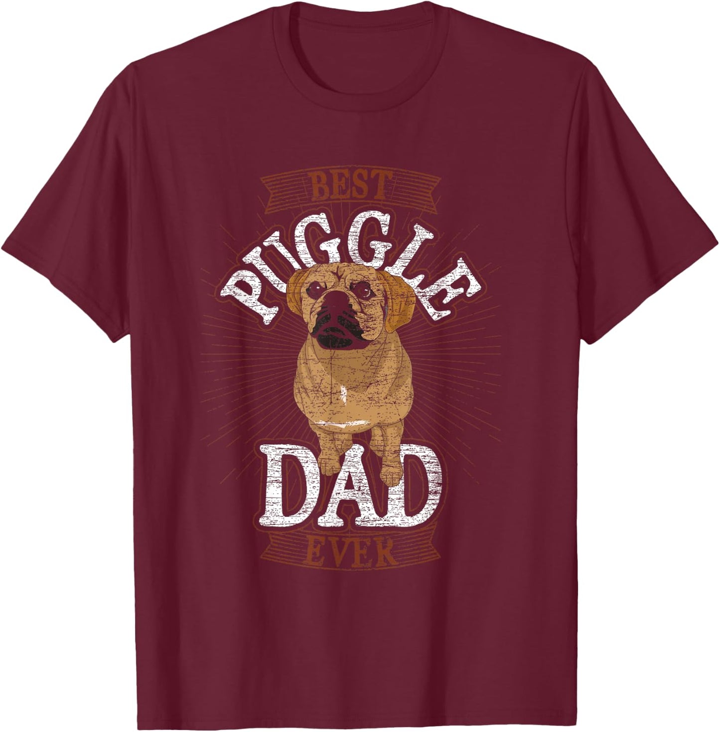 Animal Puggle Dad Dog Dad Fathers Day Dog Lover Pet Puggle Men Women Kids T-Shirt - T-Shirt | Maroon