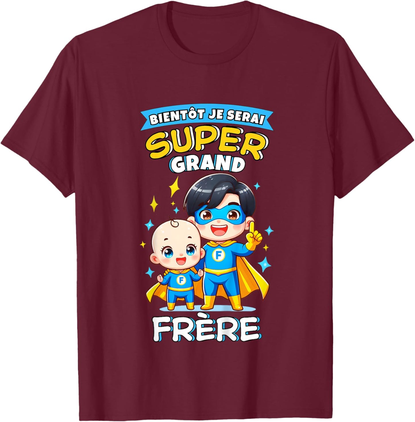 Child Future Big Brother Announcement Pregnancy Big Brother Super Hero , Blue, 2 T-Shirt - T-Shirt | Maroon