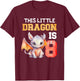 This Little Dragon is 8 Year Old Birthday Dragon 8th Girl T-Shirt - T-Shirt | Maroon