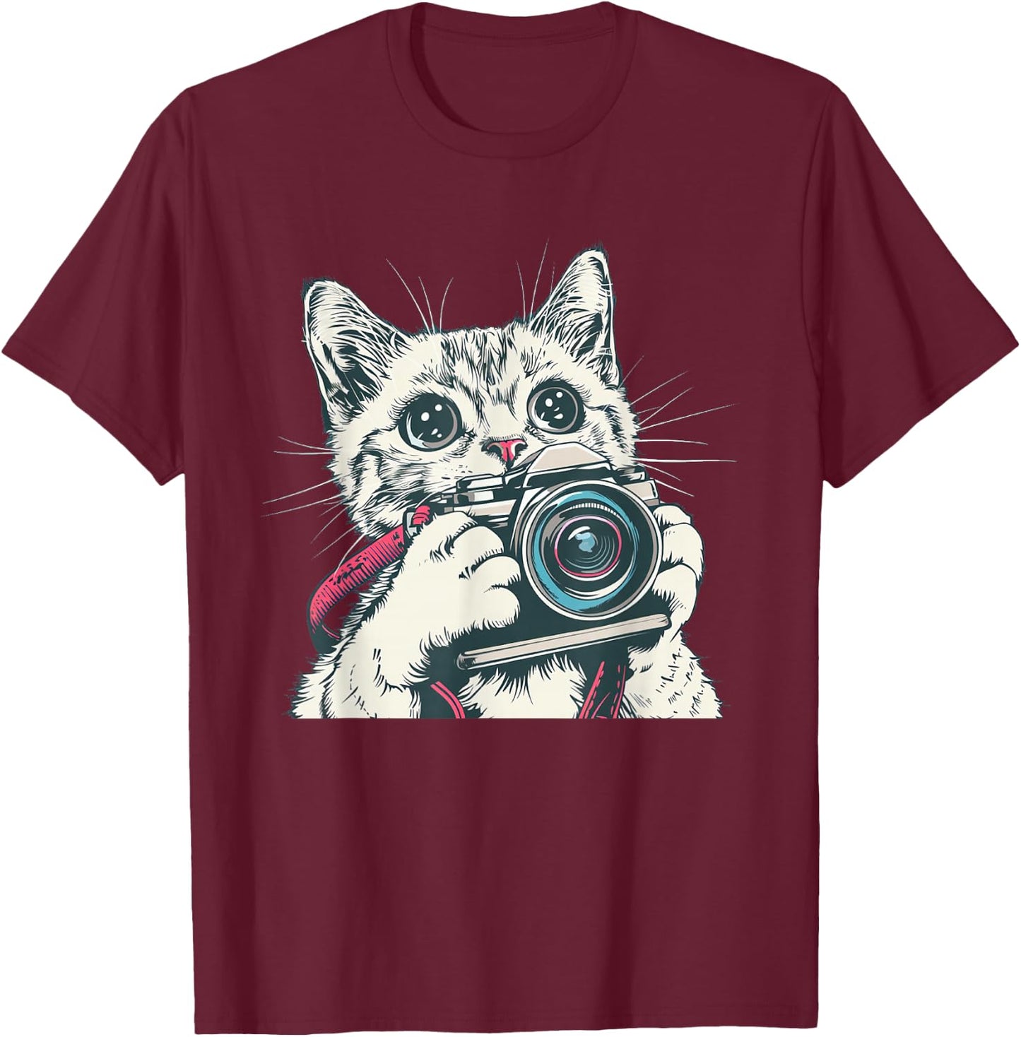 Awesome Camera Cat for traveling and taking Photos Lovers T-Shirt - T-Shirt | Maroon