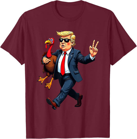 Donald Trump Turkey Pumpkin Thanksgiving Day Men Women Girls T-Shirt - T-Shirt | Maroon