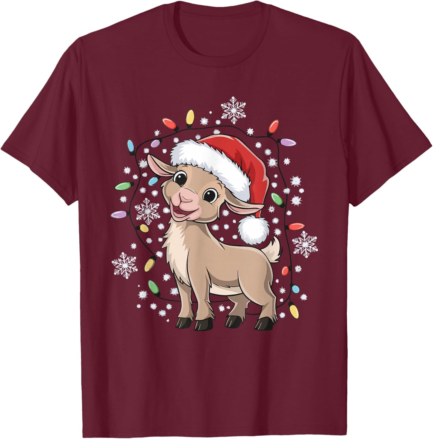 Goat Christmas T-Shirt - T-Shirt | Maroon