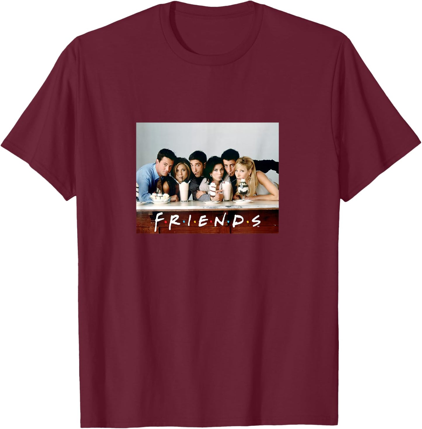 Friends PAPL192 Photo de la série TV avec logo New York T-Shirt - T-Shirt | Maroon