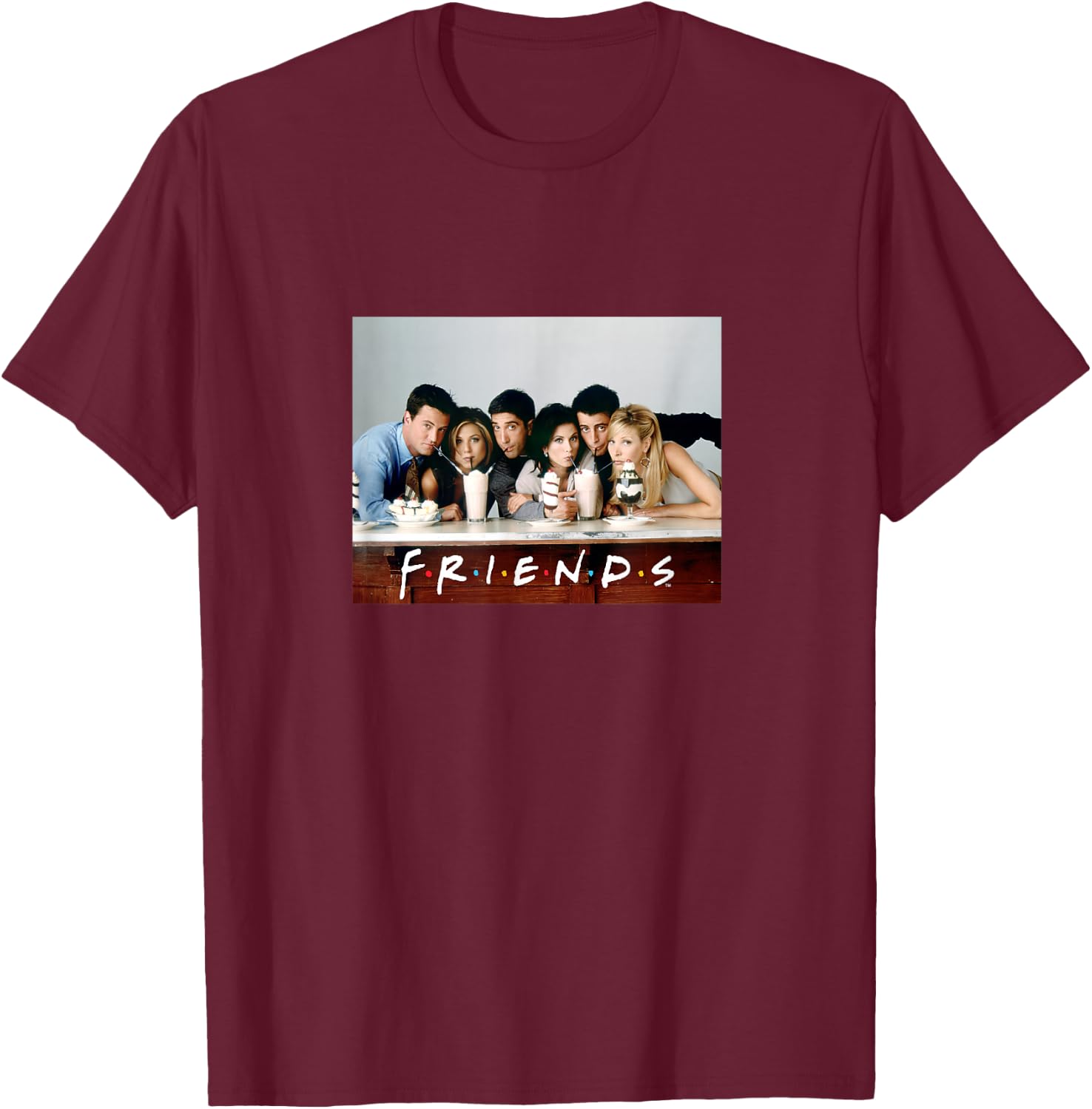 Friends PAPL192 Photo de la série TV avec logo New York T-Shirt - T-Shirt | Maroon