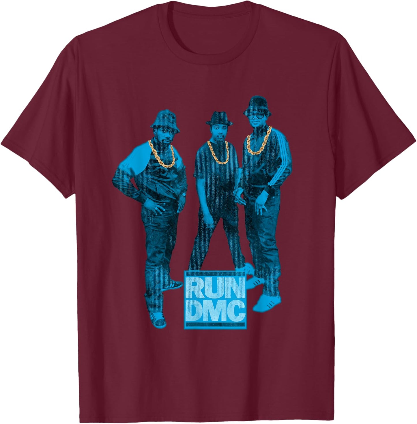 RUN DMC Blue Distressed T-Shirt - T-Shirt | Maroon