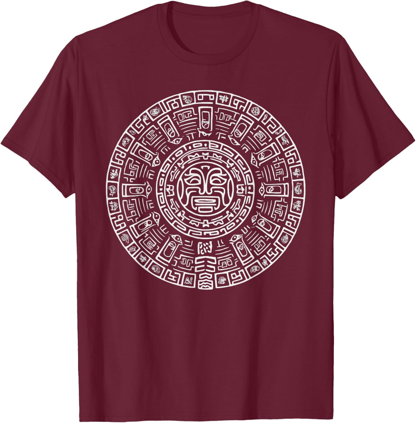 Aztec Calendar Mayan Indigenous Mexican Aztec Jaguar T-Shirt - T-Shirt | Maroon