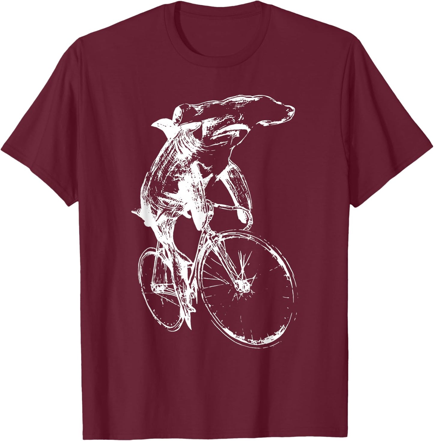 Hammerhead Sharks Riding Bicycle Retro Cycling Biking Biker T-Shirt - T-Shirt | Maroon