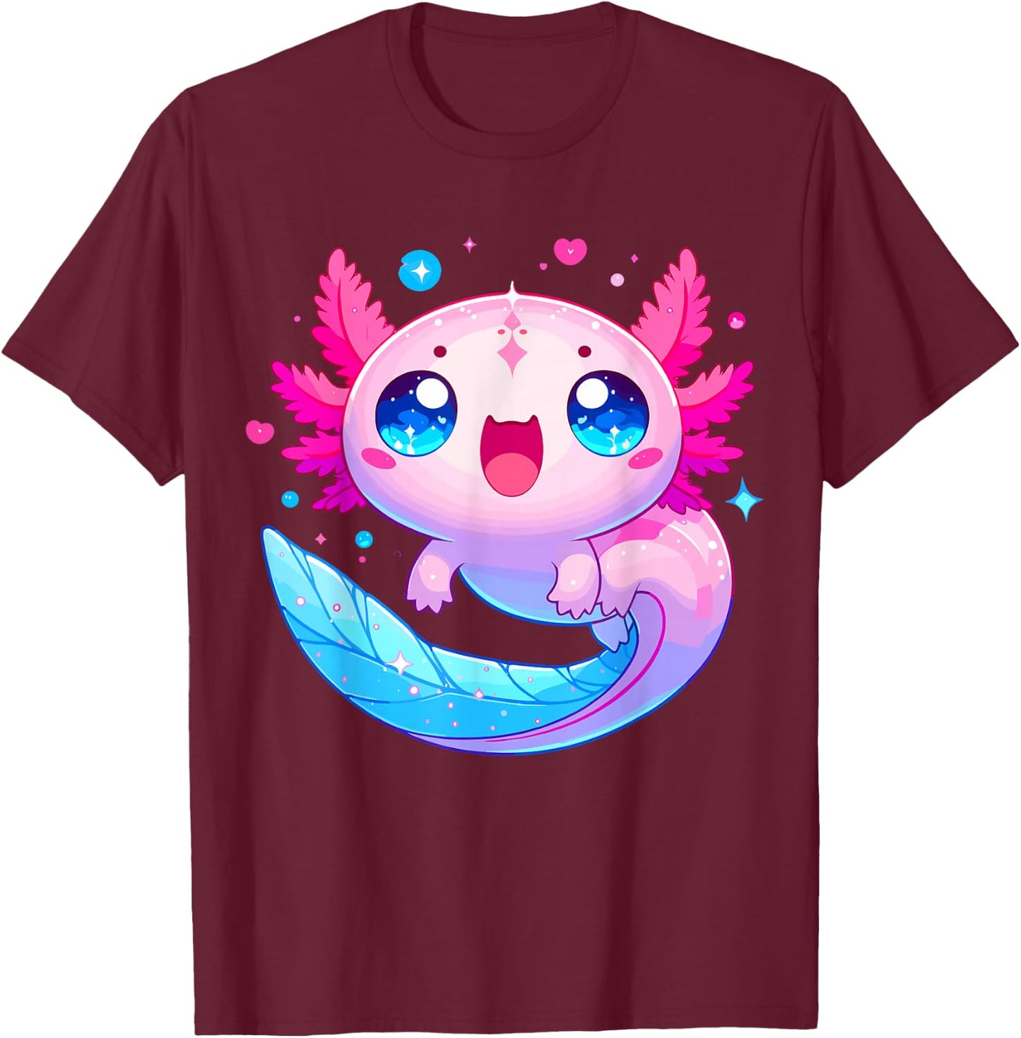 Cute Axolotl T-Shirt - T-Shirt | Maroon