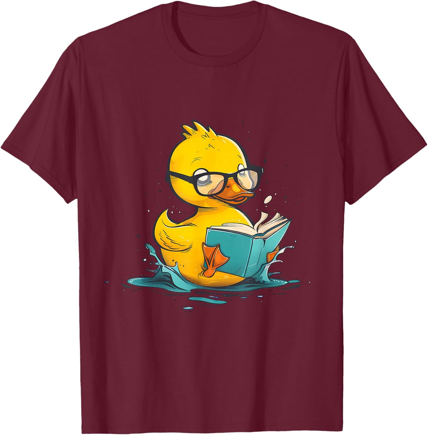 Rubber Duck Reading Book Reader Books Rubber Duckie T-Shirt - T-Shirt | Maroon