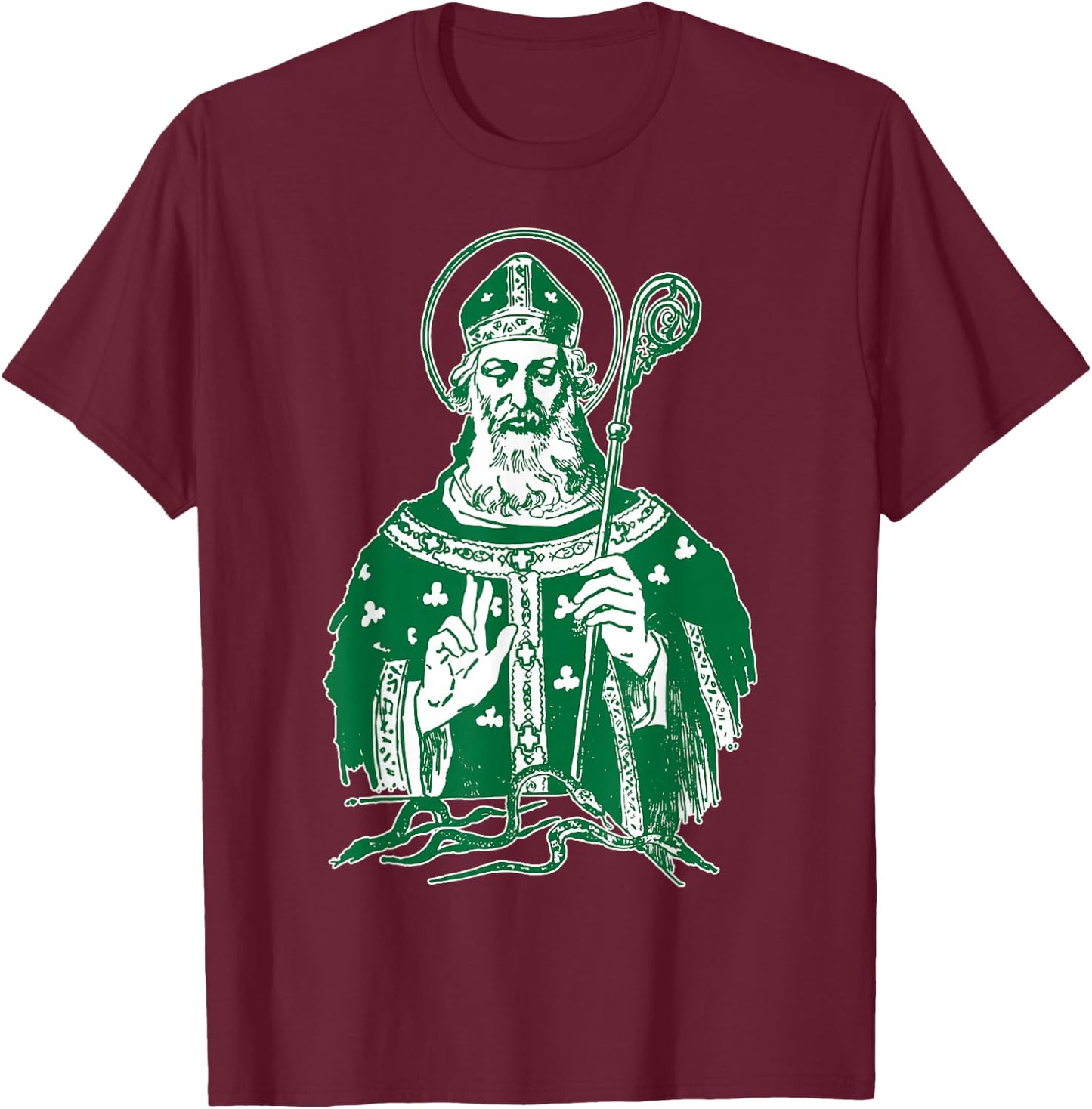 St Patrick Catholic Saint Patricks Day Ireland Irish T-Shirt - T-Shirt | Maroon