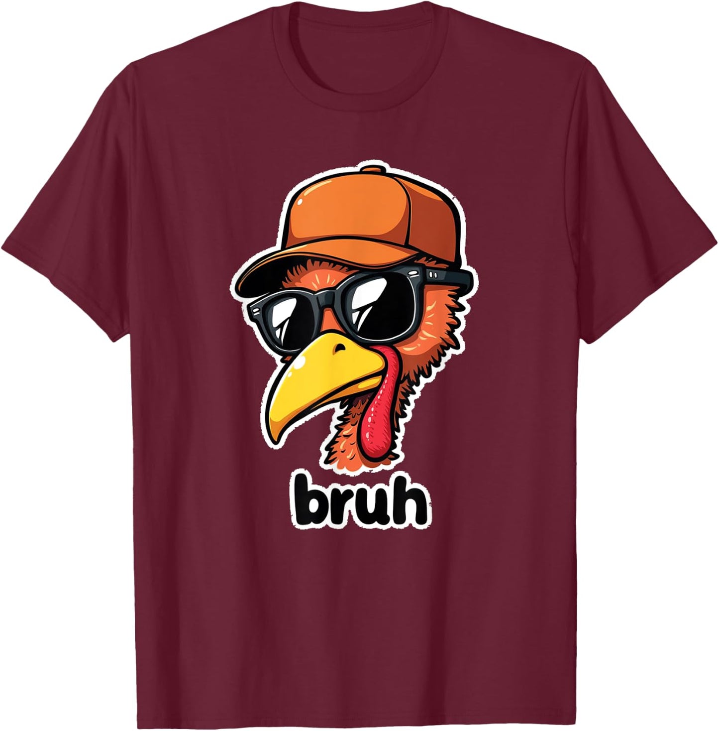 turkey face thanksgiving Bruh Boys Toddler youth man turkey T-Shirt - T-Shirt | Maroon