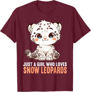 Just a Girl who loves Snow Leopards Lovers Snow Leopard T-Shirt - T-Shirt | Maroon