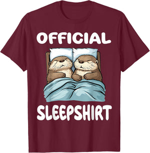 Otter Official Sleepshirt Pajamas Nightgown T-Shirt - T-Shirt | Maroon