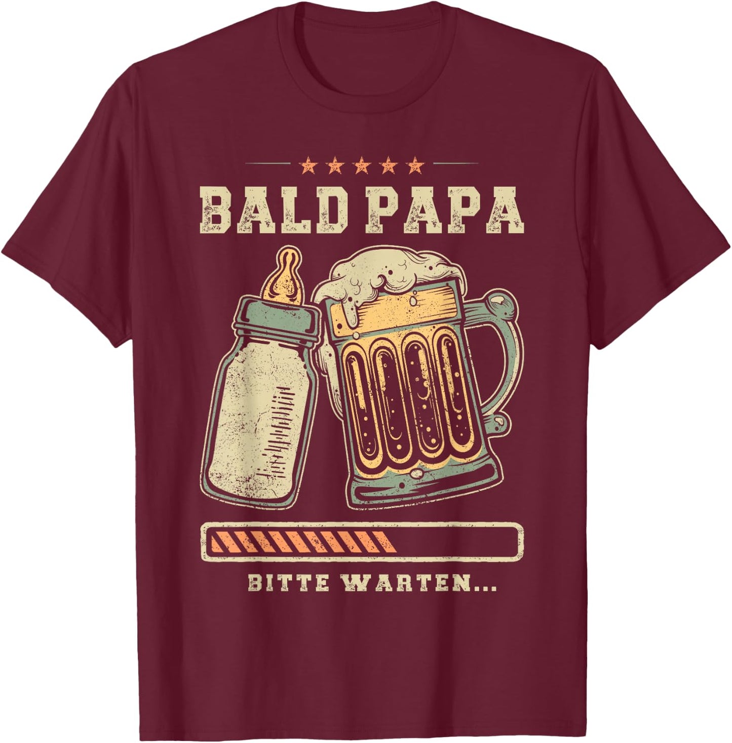 Bald Papa, Fatherhood, Baby Announcement, Expectant Father T-Shirt - T-Shirt | Maroon