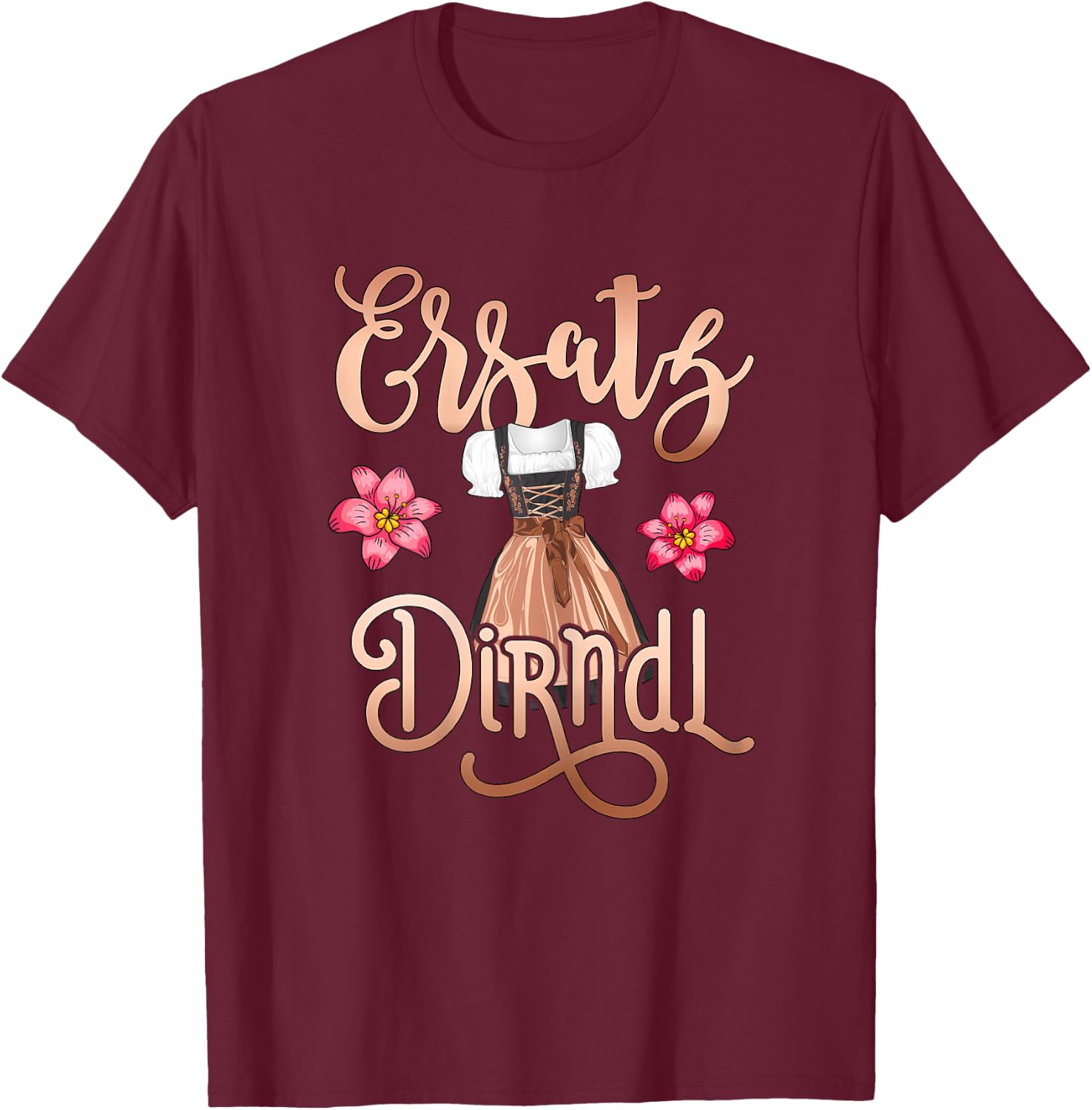 Trachtenshirt Damen Ersatz Dirndl Shirt Frauen Trachten , Schwarz, Kurzarm T-Shirt - T-Shirt | Maroon