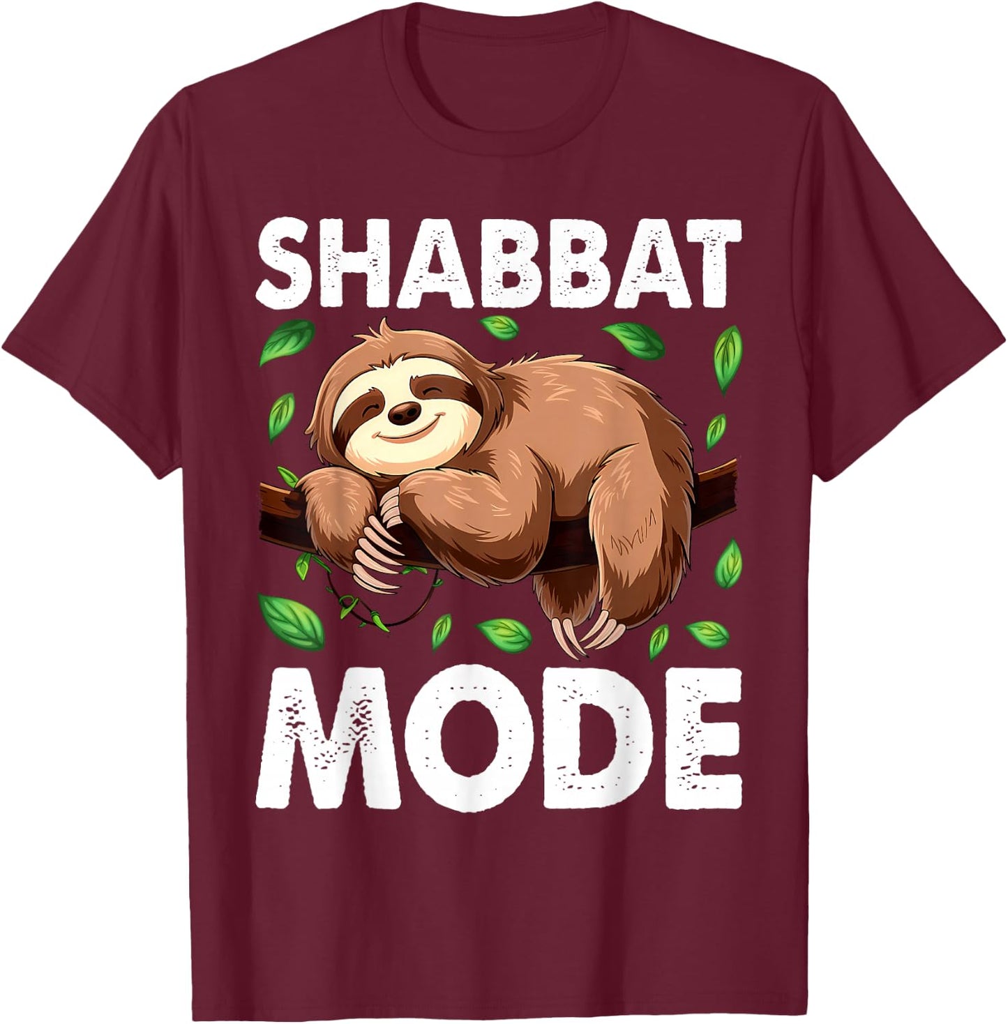 Shabbat Mode Sleepy Sloth shabbat Shalom Jewish Sabbath T-Shirt - T-Shirt | Maroon