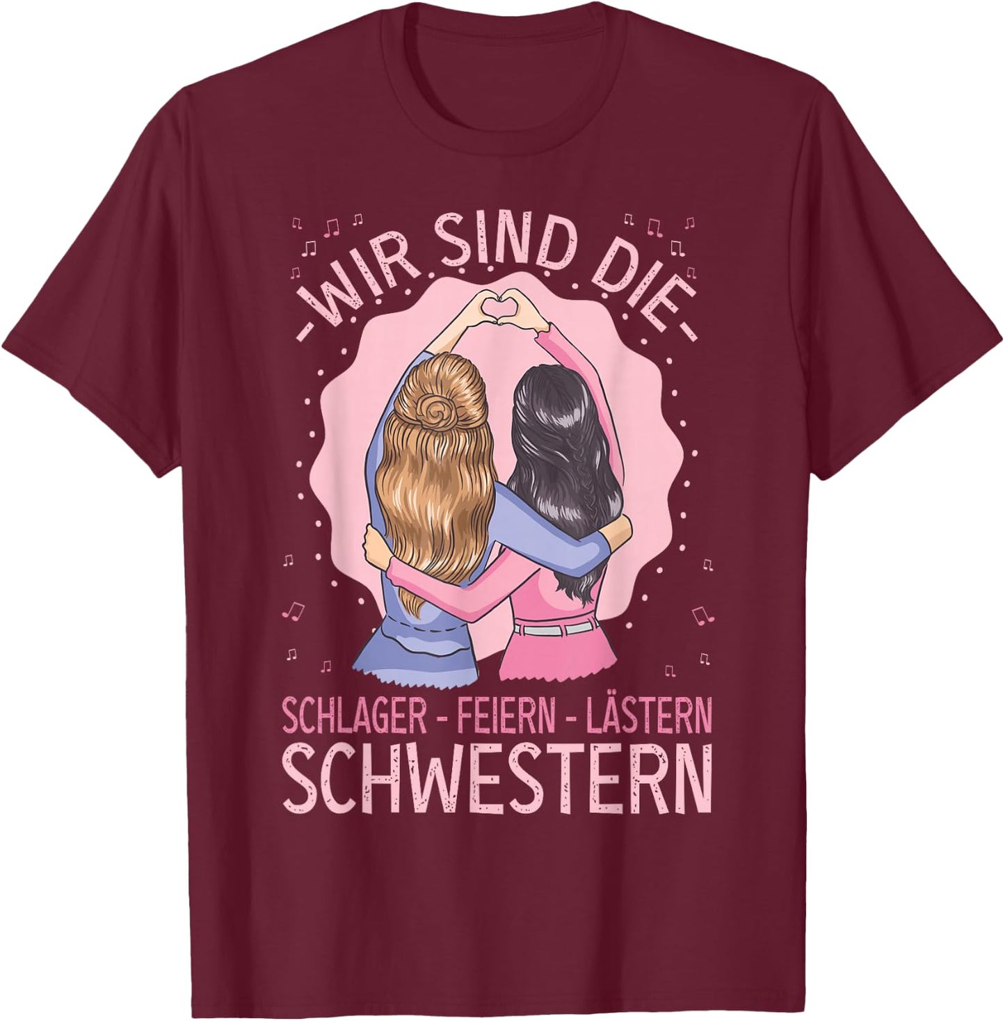 Schlager Feiern Lästern Schlageroutfit Party , black, s T-Shirt - T-Shirt | Maroon