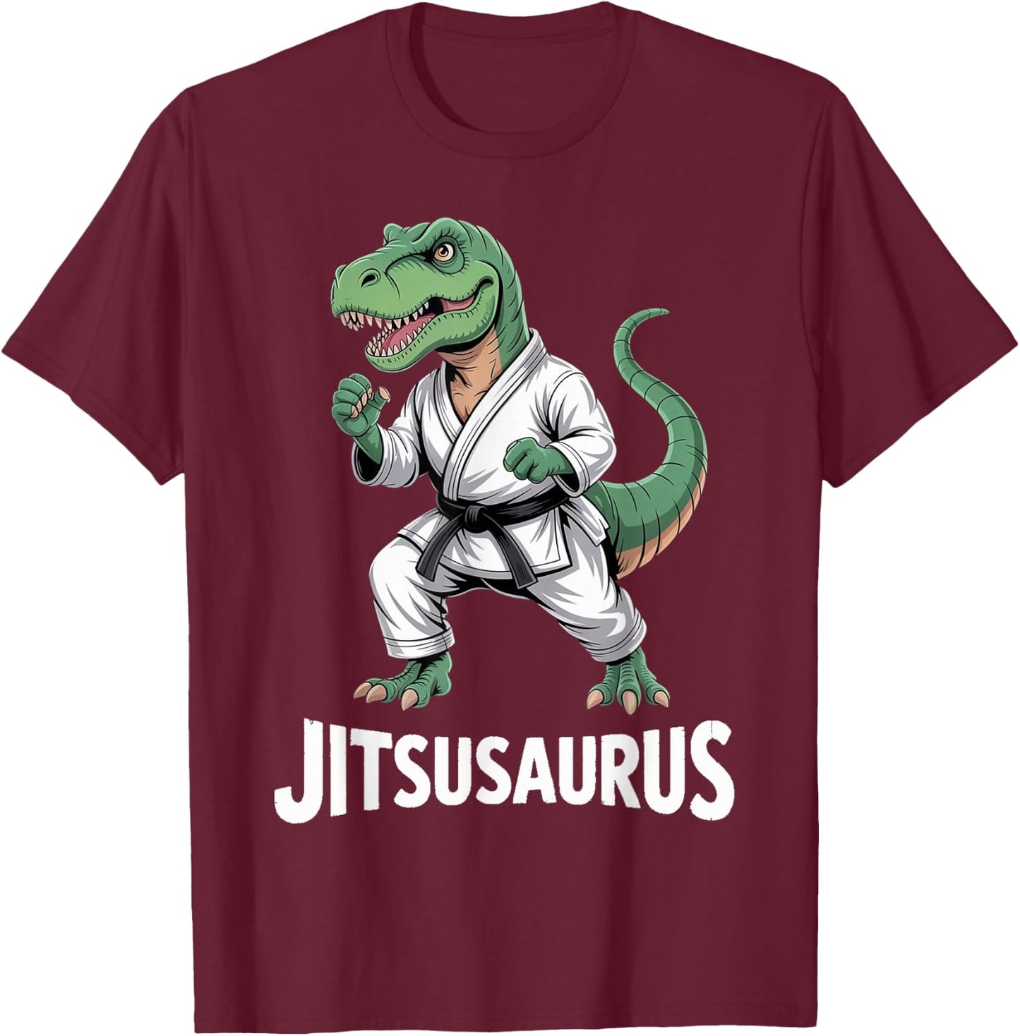 Jitsusaurus Funny BJJ Brazilian Jiu Jitsu Trex Kids Boys T-Shirt - T-Shirt | Maroon