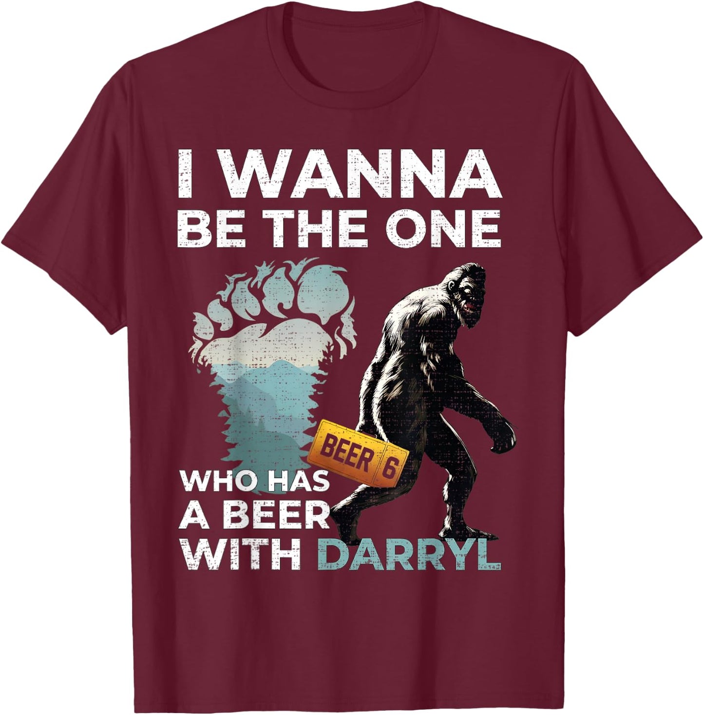 Bigfoot Beer Adventure Wilderness Humor Graphic T-Shirt - T-Shirt | Maroon