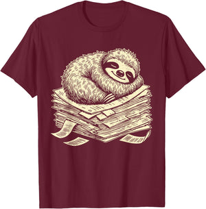 Papier humoristique paresseux pour enseignant, étudiant, amoureux des paresseux T-Shirt - T-Shirt | Maroon