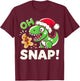Oh Snap Christmas Gingerbread Man Cookie Baking Dinosaur T-Shirt - T-Shirt | Maroon