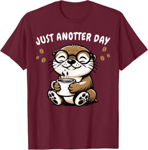 Coffee Lover Otter Funny Quote for Barista Cute Sea Otter T-Shirt - T-Shirt | Maroon