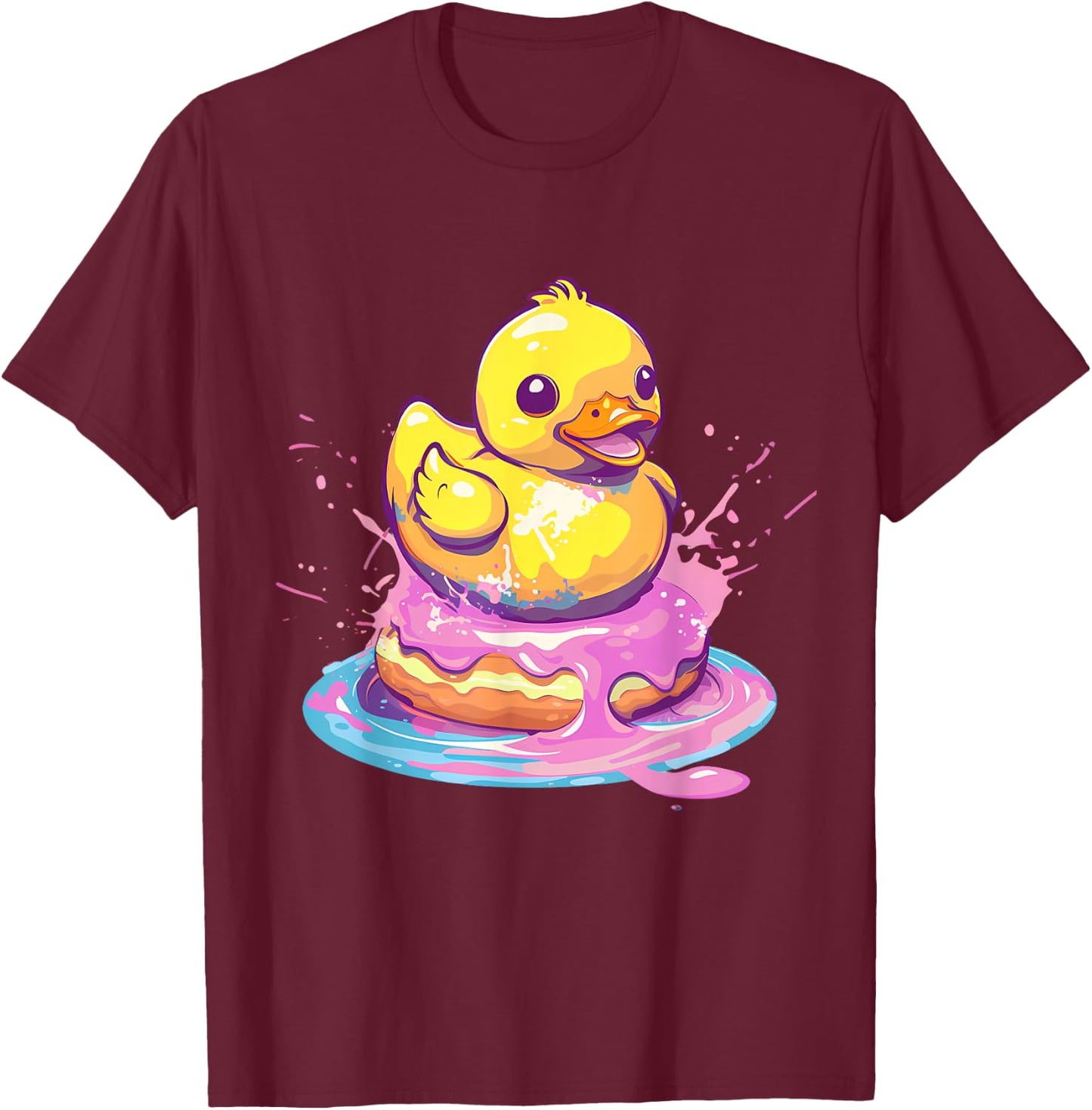 Rubber Duck Rubber Duckie Duck Lover Donut Rubber Duckling T-Shirt - T-Shirt | Maroon