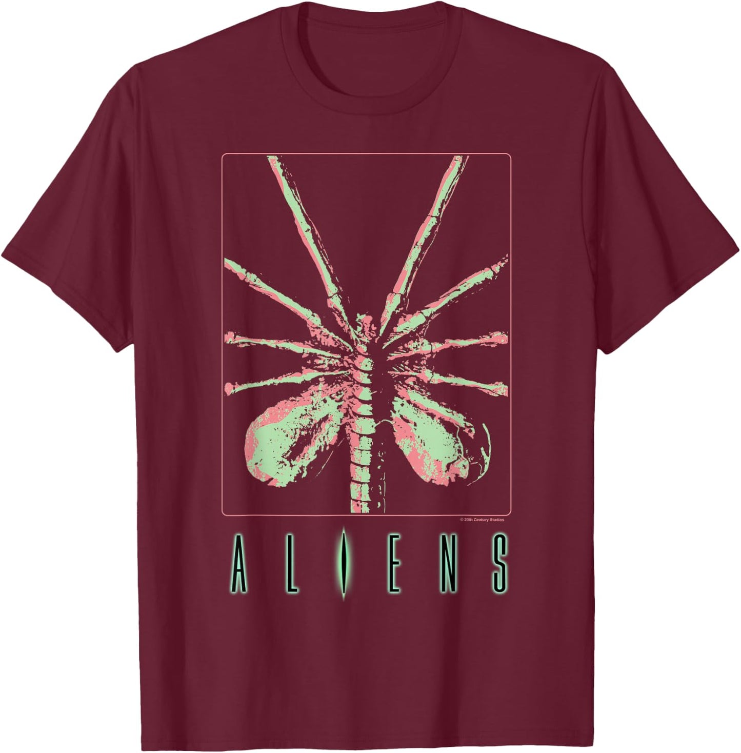 Aliens Iconic Facehugger Ready To Attack Big Chest Poster T-Shirt - T-Shirt | Maroon