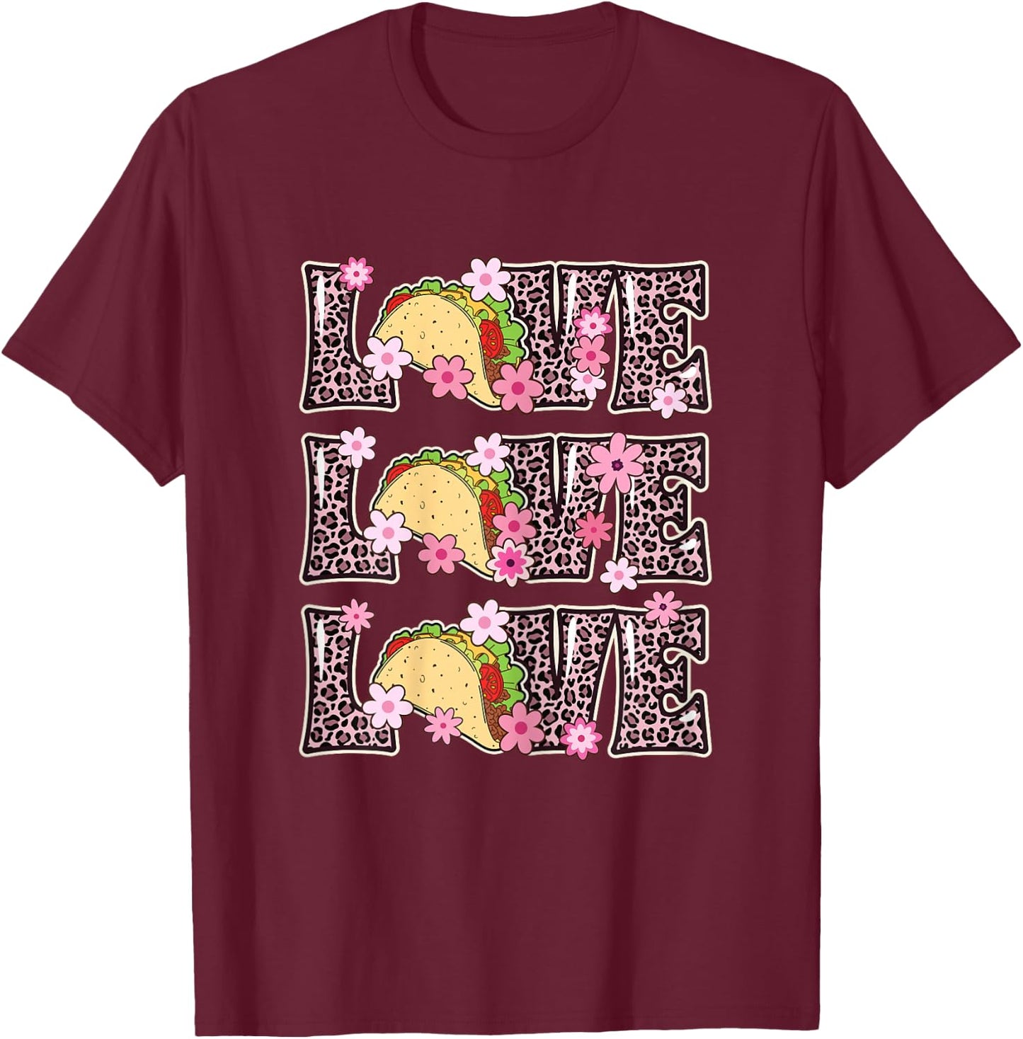 Love Tacos Women Taco Tuesday Outfit Kids Cute Taco Lover T-Shirt - T-Shirt | Maroon