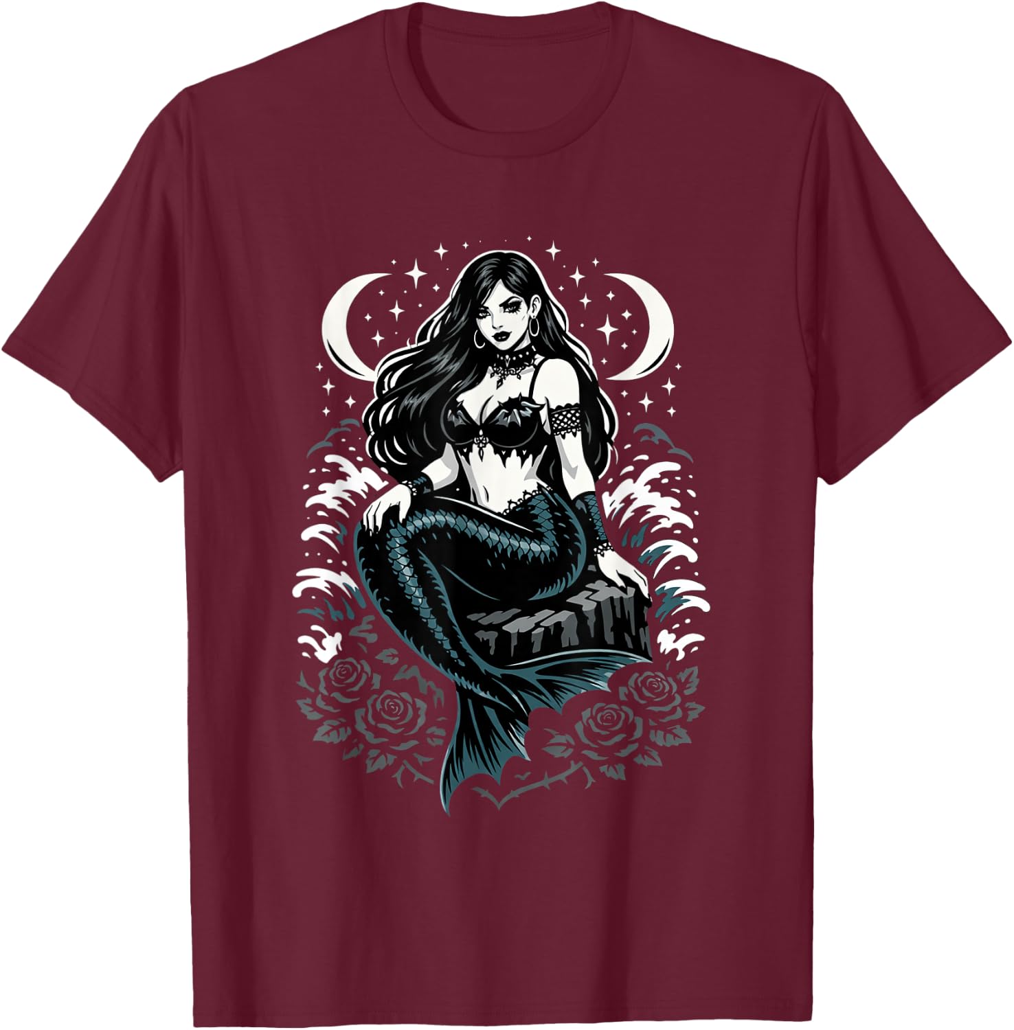 Goth Girls Emo Girl Gothic Goth Mermaid T-Shirt - T-Shirt | Maroon