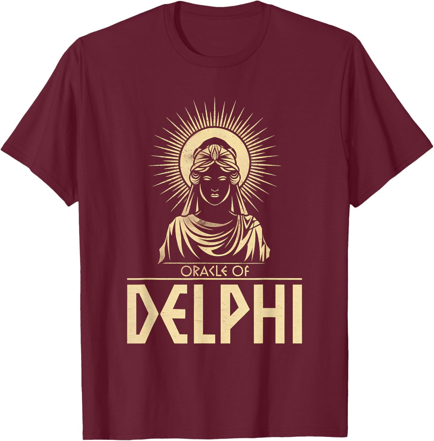Oracle of Delphi Pythia of Apollo Symbol , Black, S T-Shirt - T-Shirt | Maroon