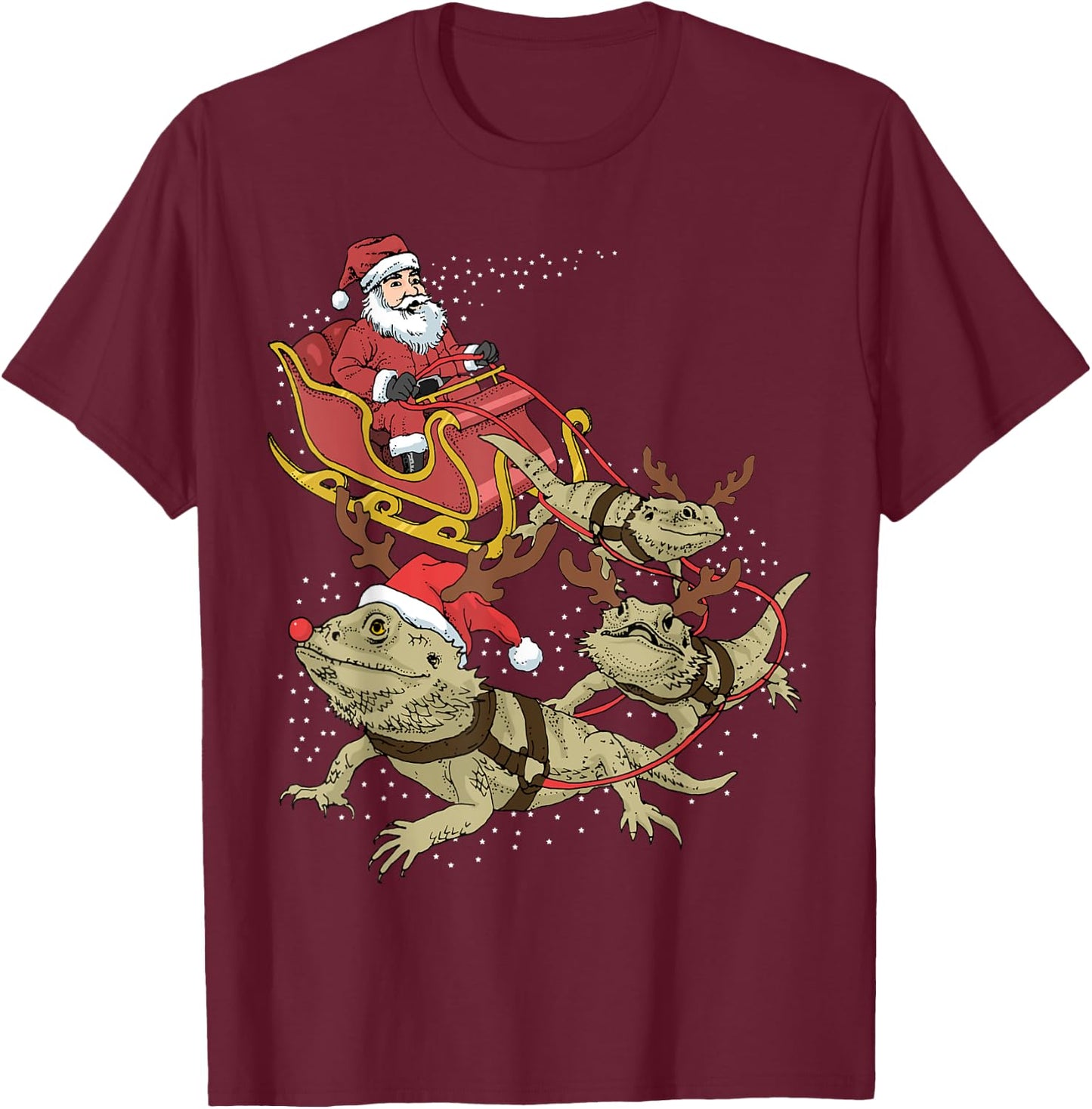 Bearded Dragon Christmas T-Shirt - T-Shirt | Maroon