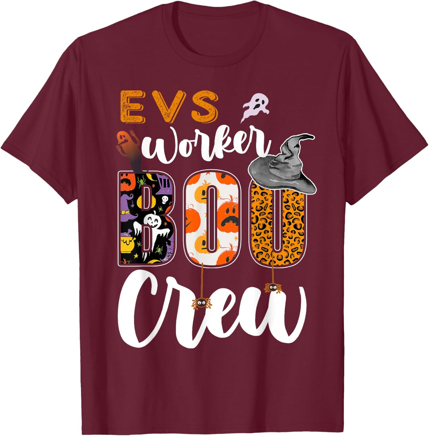 EVS Worker Boo Crew Halloween Environmental Services Match T-Shirt - T-Shirt | Maroon