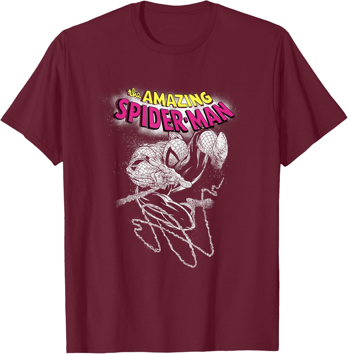 Marvel Comics Spider-Man Retro Grunge Sketch T-Shirt - T-Shirt | Maroon