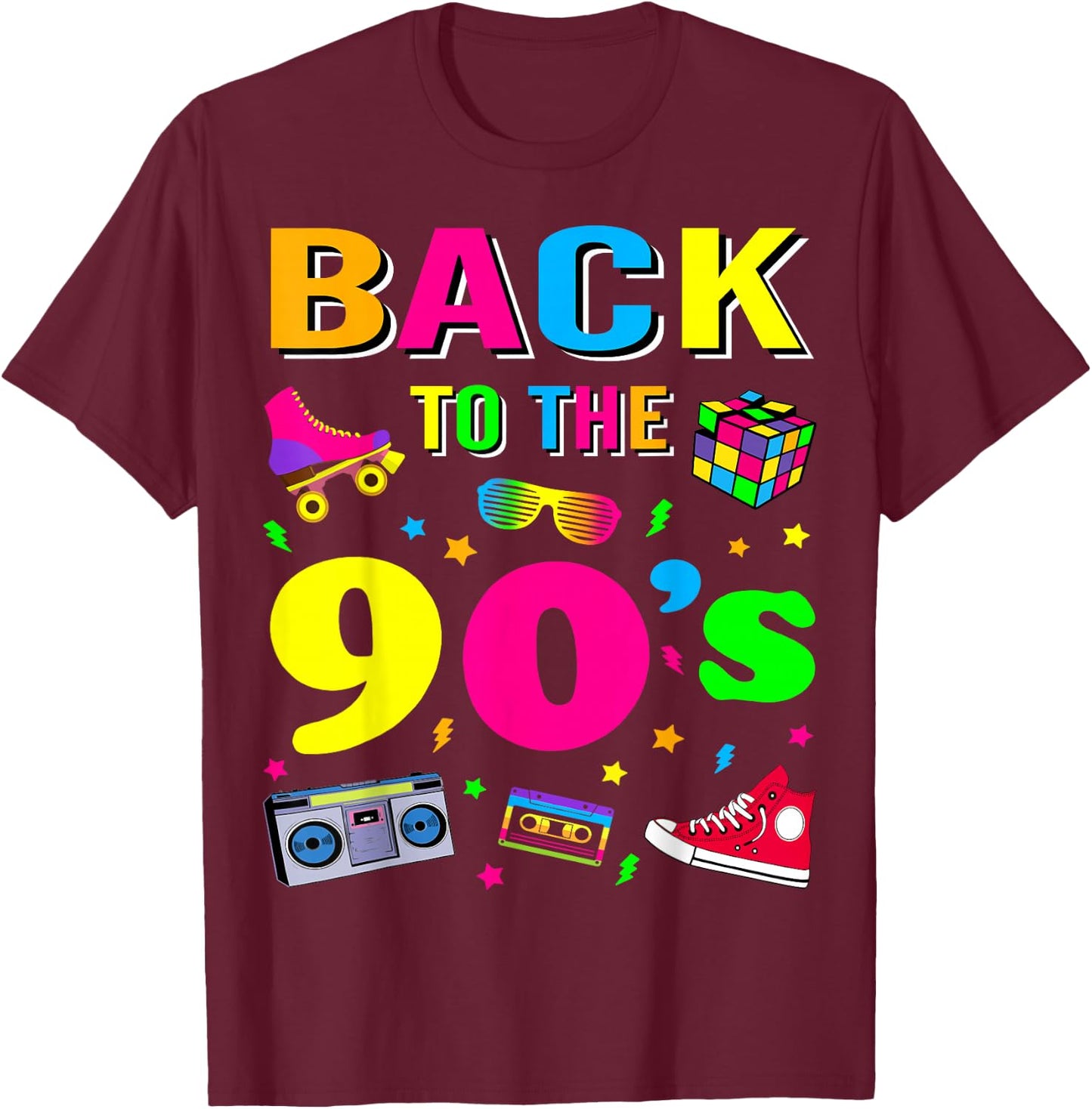 90s Retro Motto I Love 90's T-Shirt - T-Shirt | Maroon