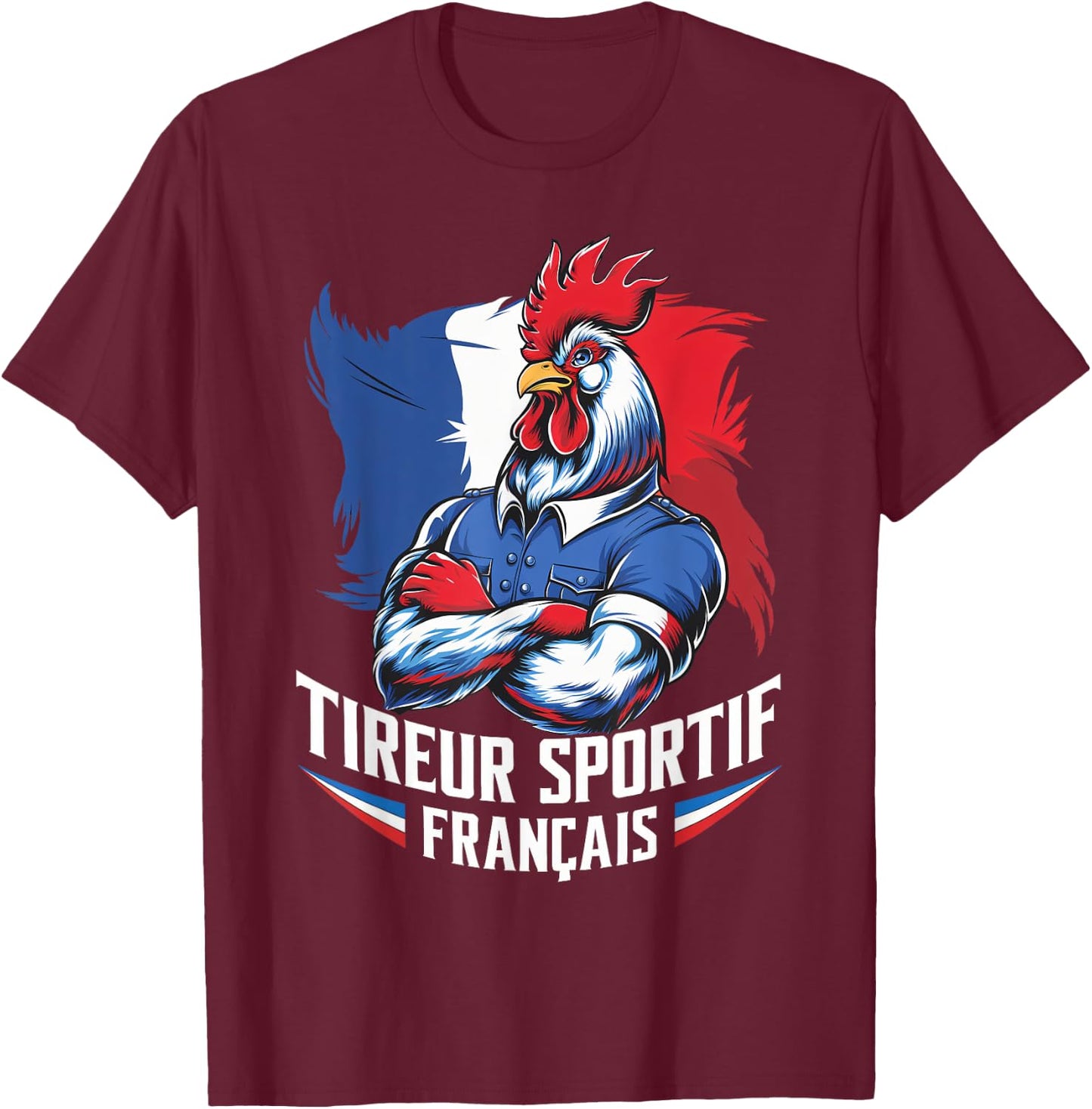 French Sporty Shooter, Shooting Stand Humor Airsoft Pride , Black, S T-Shirt - T-Shirt | Maroon